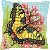 Vervaco - Kruissteekkussen kit - Vlinder - PN-0163768 - Borduren - Borduurpakket - Borduurpakket volwassenen - Borduurpakket kind