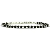 Chique - 925 Sterling zilver dames armband - zwarte stenen