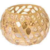 Riverdale | Sfeerlicht Mel glas geel 10x10x7 cm waxinelichthouders | NADUVI