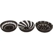 J-Line Kom rond patroon D18x6cm - Set van 3 - Zwart/Wit