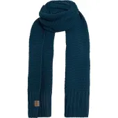 Knit Factory Jamie Gebreide Sjaal Dames & Heren - Herfst- & Wintersjaal - Langwerpige sjaal - Wollen sjaal - Heren sjaal - Dames sjaal - Unisex - Petrol - Donkerblauw 200x45 cm