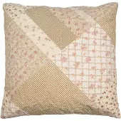 Clayre & Eef Kussenhoes 50x50 cm Groen Beige Polyester Bloemen