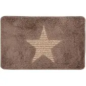 Clayre & Eef Badmat 78x48x1 cm Bruin Polyester Rechthoek Ster Bruin