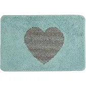 Clayre & Eef Badmat 58x38x1 cm Blauw Polyester Rechthoek Hart Blauw