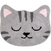 Clayre & Eef Badmat 60x50x1 cm Grijs Polyester Kat Grijs
