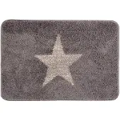 Clayre & Eef Badmat 58x38x1 cm Grijs Polyester Rechthoek Ster Grijs