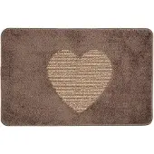 Clayre & Eef Badmat 78x48x1 cm Bruin Polyester Rechthoek Hart Bruin