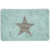 Clayre & Eef Badmat 58x38x1 cm Blauw Polyester Rechthoek Ster Blauw