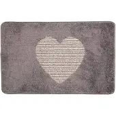 Clayre & Eef Badmat 78x48x1 cm Grijs Polyester Rechthoek Hart Grijs