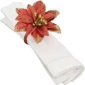 Atmosphera Servetring, kerstster met gouden versiering, 2 stuks