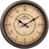 Clayre & Eef Wandklok Ø 30x4 cm Bruin Beige Kunststof Glas Muurklok Bruin Muurklok