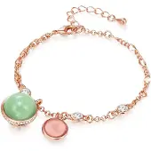 Lulu & Jane Armband rose-goud / groen / transparant