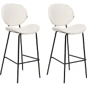 Beliani LUANA - Barkruk set van 2 - Wit - Bouclé