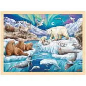 Gollnest & Kiesel Puzzel - Dieren Arctische Oceaan - 96 stukjes - 40x30x0,8cm - Hout - 3+