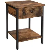 O'daddy Nachtkastjes industrieel - bijzettafel - nachtkastje met lade 40 x 40 x 55 cm - bruin