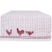 Clayre & Eef tafelloper 50x140 - wit, rood - katoen, 100% katoen