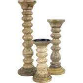 Mars & More kandelaar mango hout ribbel 40cm