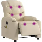 vidaXL Massagestoel elektrisch verstelbaar stof crèmekleurig