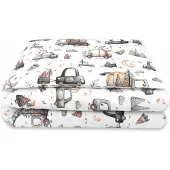 Zavelo Dekbedset met Print Cars Grijs 135x100 cm + Kussen 40x60 cm
