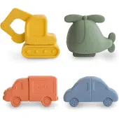 Mushie Vehicles Badspeelgoed Speelset voor Peuters | 100% Siliconen van Voedselkwaliteit | Schimmelvrij | Verpakking van 4