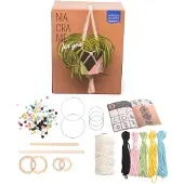 Vaessen creative - Macramé Pakket - DIY Weefset - Inclusief Macramé Touw, Kralen & Ringen