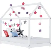 vidaXL Kinderbedframe massief grenenhout wit 80x160 cm