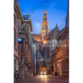 Karo-art Schilderij - Haarlem, grote Bavo kerk , Multikleur , 2 maten , Premium Print