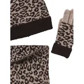 Vertbaudet Luipaardset muts + snood + handschoenen meisje bruin, bedrukt