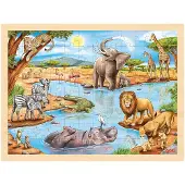 Gollnest & Kiesel Puzzel - Afrikaanse Savanne - 96 stukjes - 40x30x0,8cm - Hout - 3+