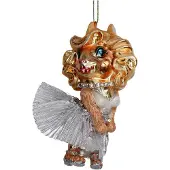 HD Collection Ornament kerstbal Dame Hond Glas Zilver 12.7 cm