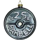 HD Collection Ornament kerstbal Barbell Glas Grijs 8.9 cm