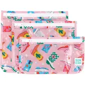 BUMKINS Clear Front Travel Bags - Reistasjes met Doorzichtig Venster - Set van 3 in 3 Formaten - Toilettasje, Make-up Etui en Reis Organizer - Met Rits - Waterdicht - Boots Cowboylaarsjes - Roze