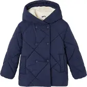 Vertbaudet Donsjack met capuchon voor meisjes met sherpa voering marineblauw