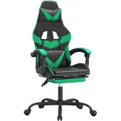 vidaXL Gamestoel draaibaar met voetensteun kunstleer zwart en groen