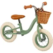 Vedes loopfiets vintage groen 10 inch met mandje en luchtbanden.