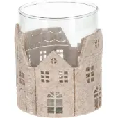 Jens Living Vilten theelichthouder - Grachtenpand - Beige