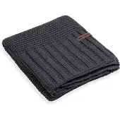 Knit Factory Vinz Gebreid Plaid XL - Woondeken - plaid - Wollen deken - Kleed - Antraciet - 195x225 cm