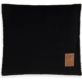 Knit Factory Lynn Sierkussen - Vierkant kussen - Kussen woonkamer - Bank kussen - Decoratie kussen - Zwart - 50x50 cm - Kussenhoes inclusief kussenvulling