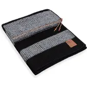 Knit Factory Roxx Gebreid Plaid - Woondeken - plaid - Wollen deken - Kleed - Zwart/Licht Grijs - 160x130 cm