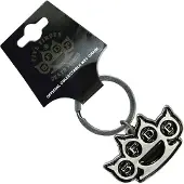 Rock Off Five Finger Death Punch - Knuckles Cut-Out Sleutelhanger - Zilverkleurig/Zwart