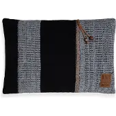 Knit Factory Roxx Sierkussen - Rechthoekig kussen - Kussen woonkamer - Bank kussen - Decoratie kussen - Zwart/Licht Grijs - 60x40 cm - Kussenhoes inclusief kussenvulling