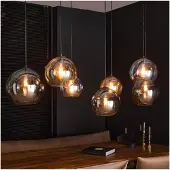 Meubelplaats Hanglamp 7 Lampen - Multi Globe XL - Artic Zwart - Metaal - Glas - Woonkamer - Keuken - LED Lichtbron - In Hoogte verstelbaar tot 150 cm - Exclusief Lichtbron - Voedingstype Netstroom