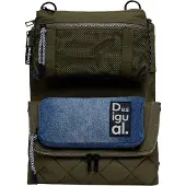 Desigual Schoudertas blauw denim / donkergroen / zwart / wit