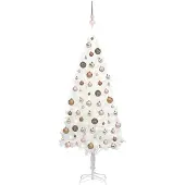 vidaXL Kunstkerstboom met verlichting en kerstballen 150 cm PVC wit
