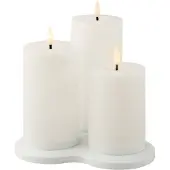 Lumineo Oplaadbare led kaarsen | 7,5 x 10 cm, 12,5 cm, 17 cm | Wit | 3D vlam | 3 stuks |