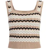 Faina Gebreide top beige / zwart / wit