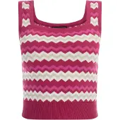 Faina Gebreide top beige / fuchsia / donkerroze / wit
