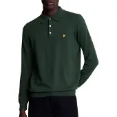 Lyle & Scott Heren Truien & Vesten Cotton Merino Long Sleeve Knitted Polo - Donkergroen - Maat M