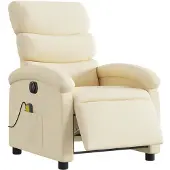 vidaXL Massagestoel elektrisch verstelbaar stof crèmekleurig