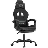 vidaXL Gaming stoel met voetsteun, draaibaar, zwart, kunstleer